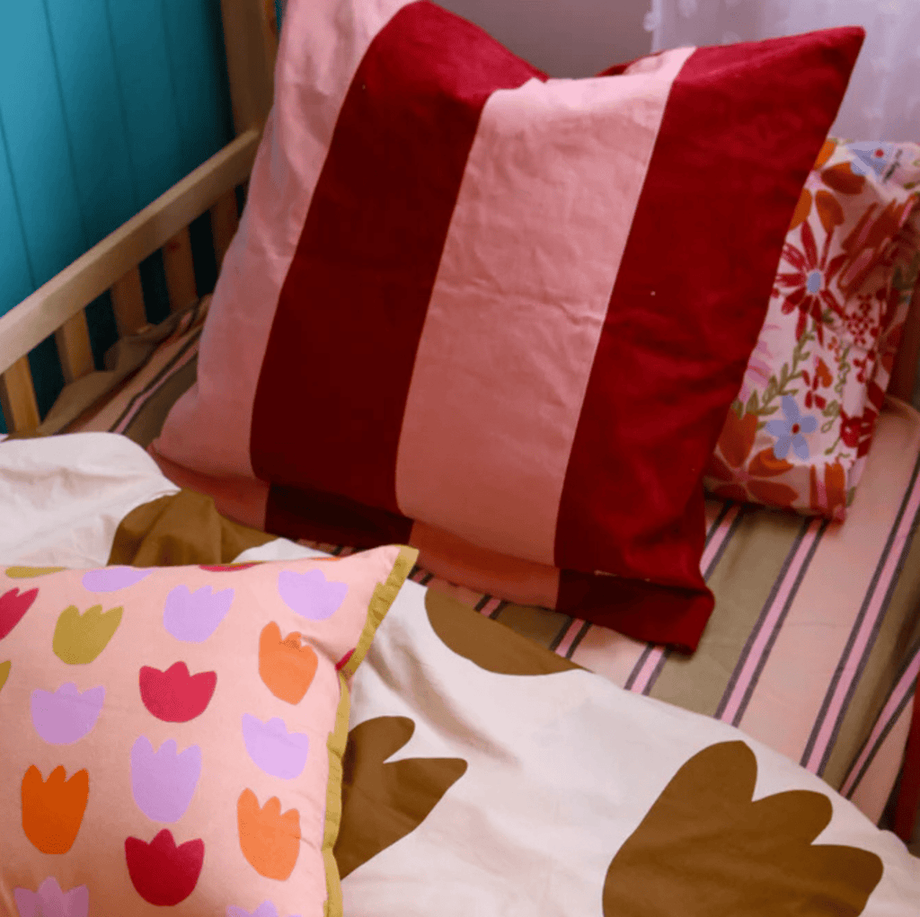 Corduroy Euro Pillowcase Peach/Ruby - Mosey Me - Gifted